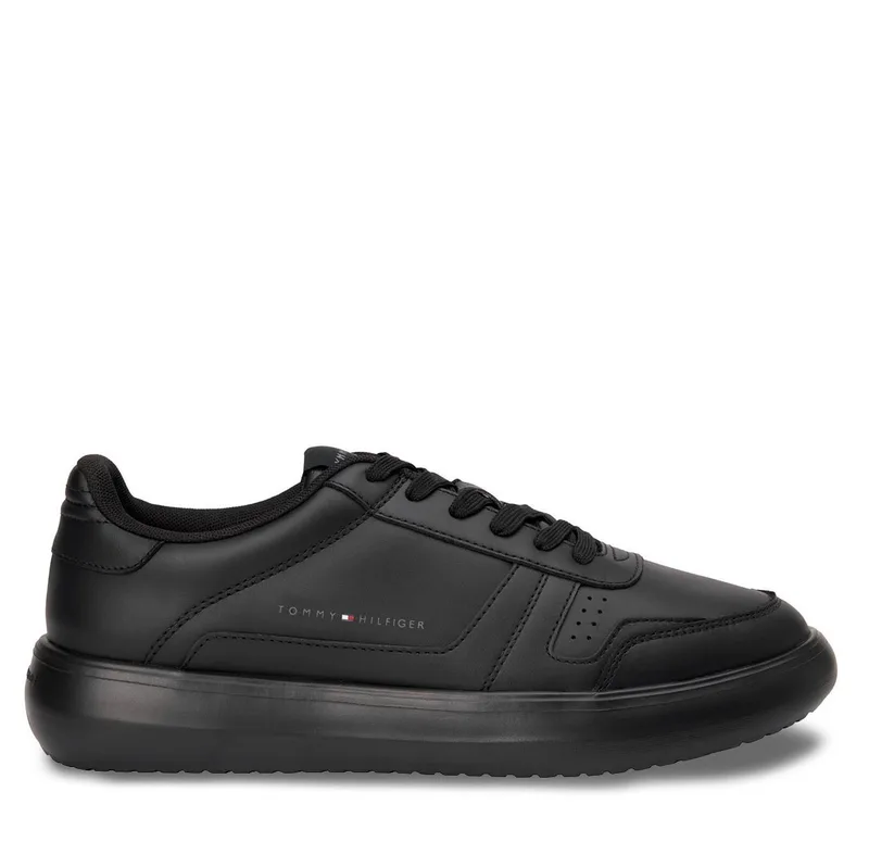 Ανδρικά Δερμάτινα Sneakers Μαύρα Tommy Hilfiger FM0FM05529-BDS