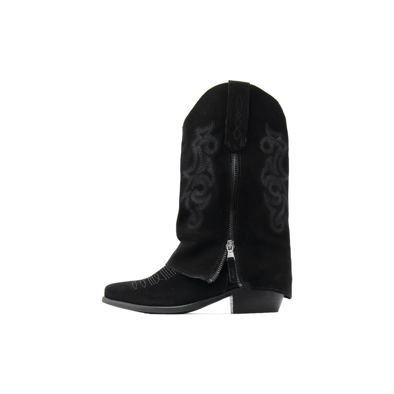 Μποτάκια/Low boots Once SUEDE LEATHER MID HEEL ANKLE BOOTS WOMEN