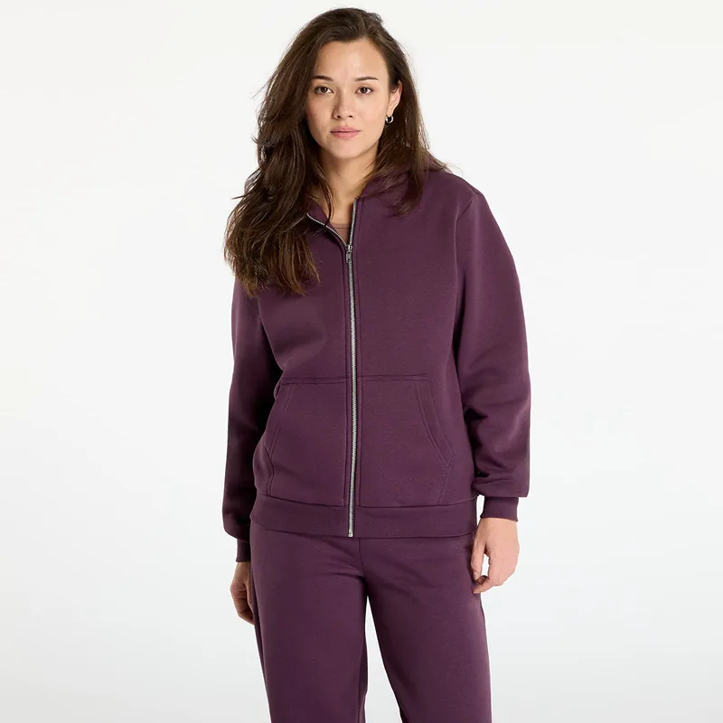 Φούτερ Urban Classics Ladies Fluffy Zip Hoody Plum Purple XS