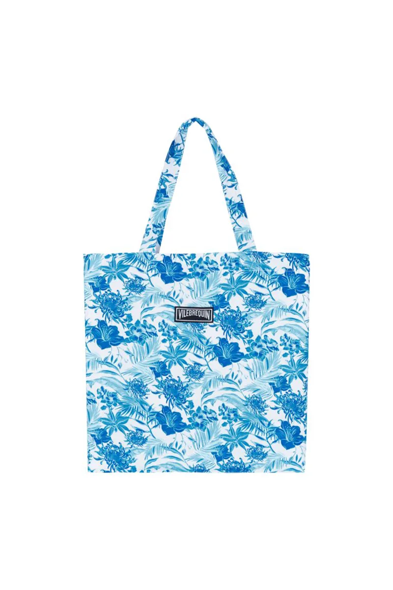 UNISEX ΜΕΓΑΛΗ ΛΙΝΗ ΤΣΑΝΤΑ ΠΑΡΑΛΙΑΣ HAPPY FLOWERS BBLA1258 ΛΕΥΚΟ