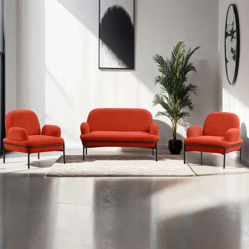 Σετ Καναπέδων Aster - Tile Red 531Aln1505 (140x43x53)