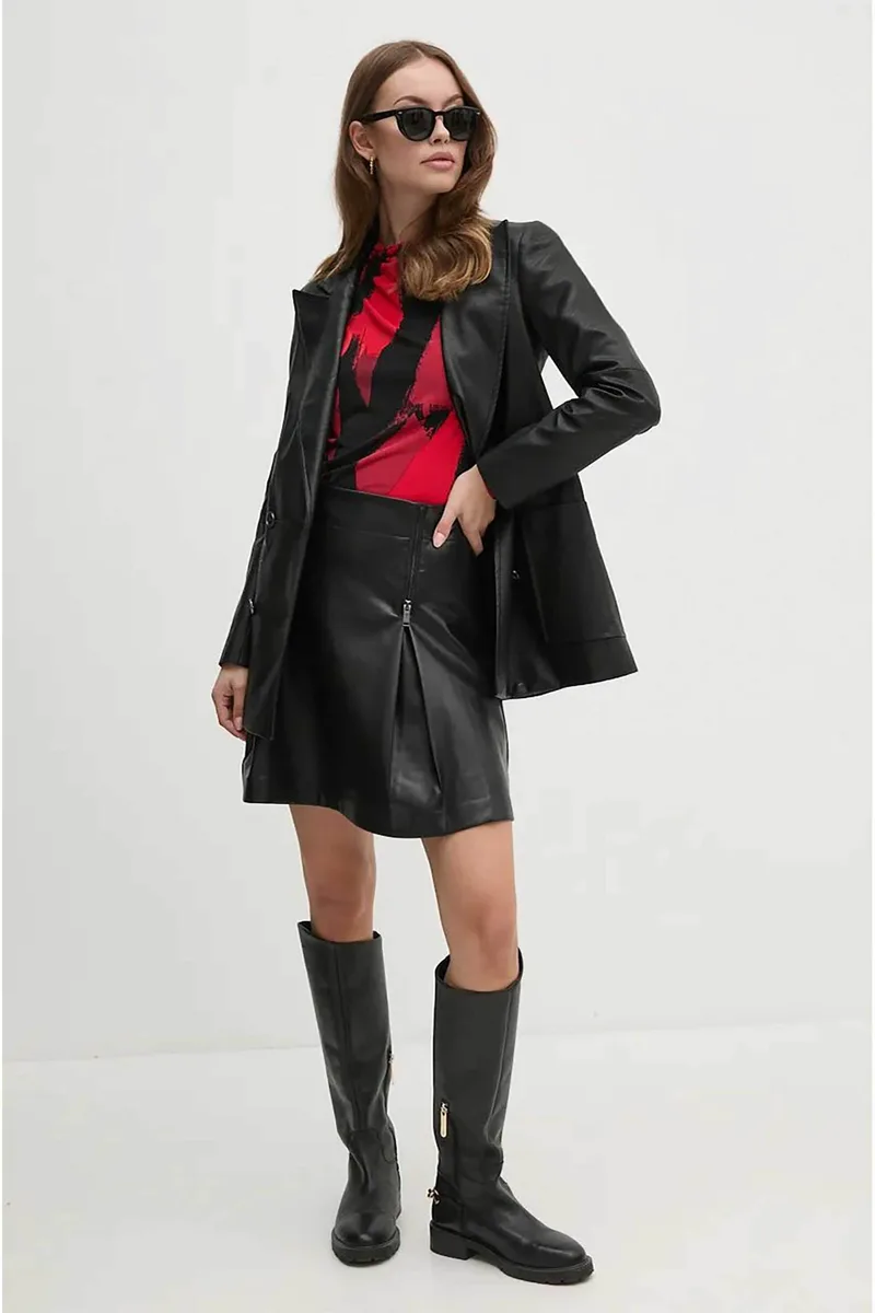 DKNY γυναικεία mini φούστα με πιέτες και φερμουάρ - P4GNTUDO Μαύρο