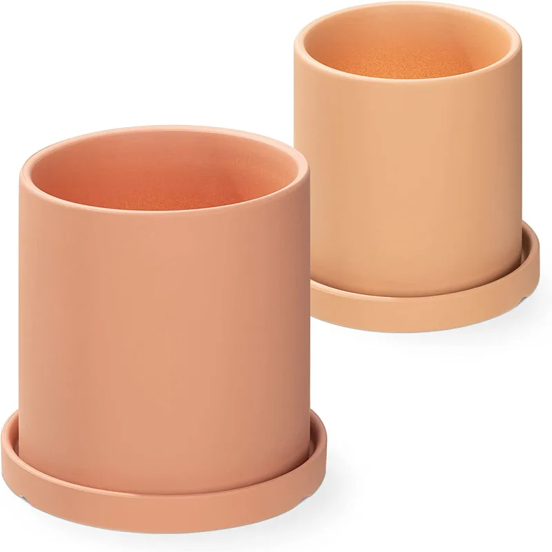 Navaris Ceramic Plant Pot - Σετ με 2 Κεραμικές Γλάστρες / Κασπώ / Ζαρντινιέρες - S & M - Red Shade (56332.1.09)