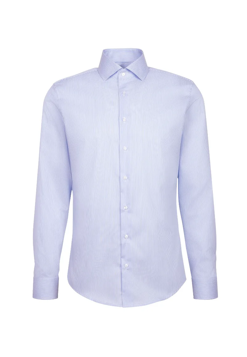 ΑΝΔΡΙΚΟ ΠΟΥΚΑΜΙΣΟ SEIDENSTICKER SPREAD KENT ΣΤΕΝΗ ΓΡΑΜΜΗ SLIM FIT ΜΠΛΕ