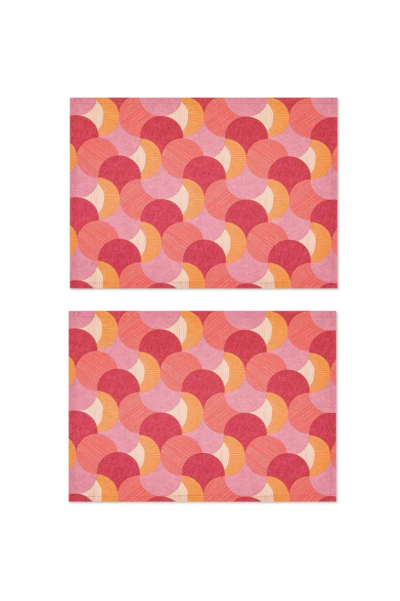 Coincasa σετ βαμβακερά σουπλά με geometrical print 50 x 35 cm (2 τεμάχια) - 007362205 Κοραλί