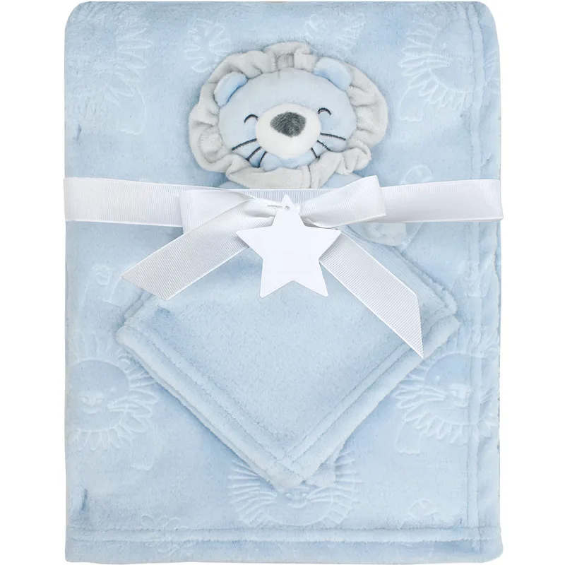Κουβέρτα Fleece Αγκαλιάς 75x100 & Πανάκι Παρηγοριάς Dimcol Lion 09 Blue