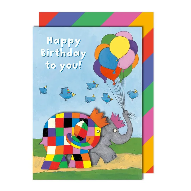 Ευχετήρια κάρτα γενέθλια μπαλόνια Τache - Happy birtday to you ! (Έλμερ)