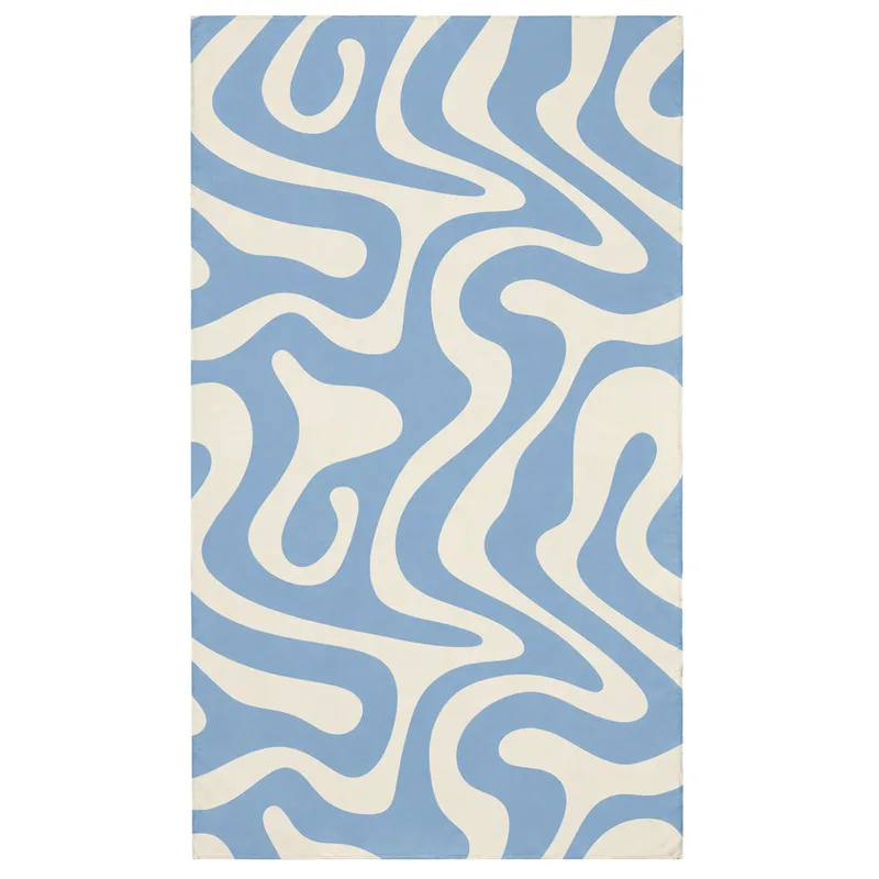 Πετσέτα Θαλάσσης Microfiber Με Τσαντάκι 90x180εκ. Ocean Waves Estia 01-44602 (Ύφασμα: Microfiber, Χρώμα: Μπλε) - estia - 01-44602