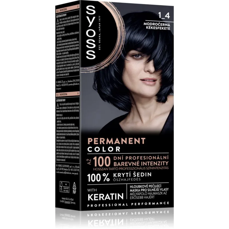 Syoss Permanent Color μόνιμη βαφή μαλλιών απόχρωση 1_4 Blue Black 1 τμχ