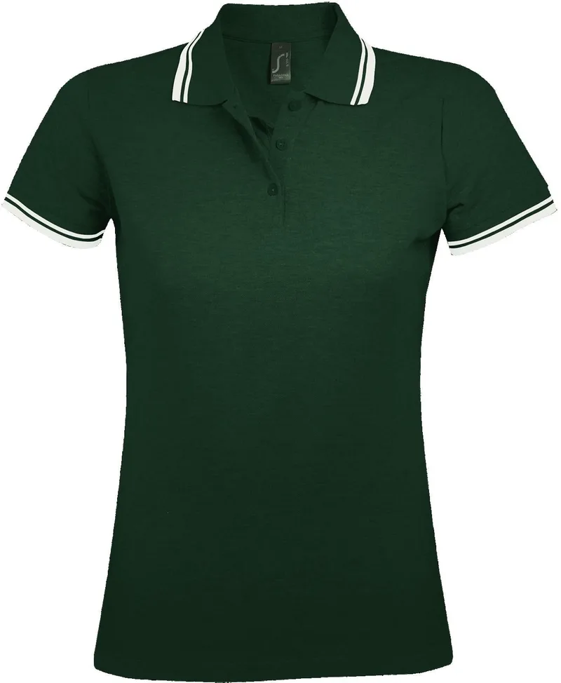 Γυναικείο πόλο πικέ Pasadena Women SOLS 00578 Forest Green/White