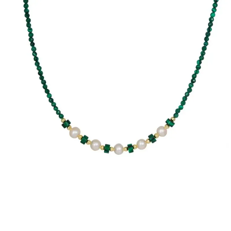Επίχρυσο κολιέ με μαργαριτάρια 925 Agate and Hematite 044607 044607 Ασήμι