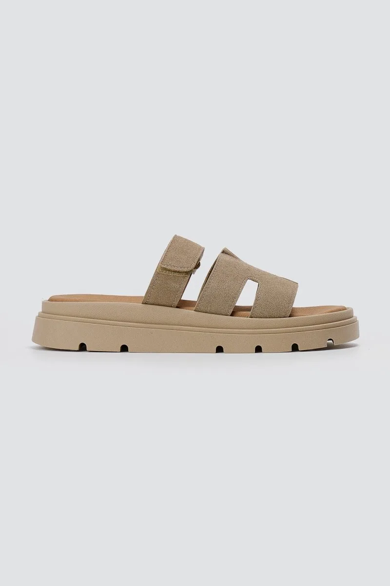 RAGAZZA Flatform Sandals - 01024 - Μπεζ Suede
