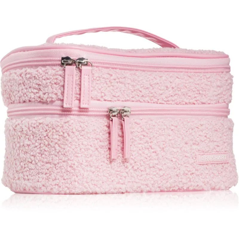 BrushArt Accessories Double-layered fluffy make-up bag τσάντα με δύο θήκες Light pink 1 τμχ