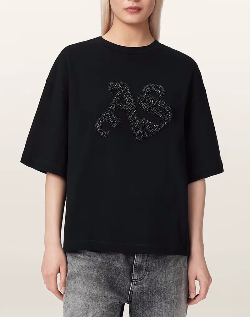 ALL SAINTS ICON AMELIE TEE W117JE-BLACK Black