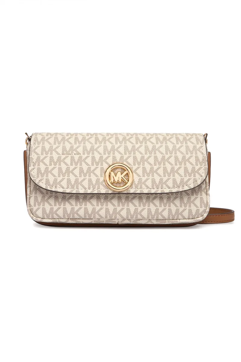 MICHAEL KORS ΤΣΑΝΤΑΚΙ CROSSBODY/ΩΜΟΥ NOLITA ΑLL OVER LOGO ΜΠΕΖ/ΤΑΜΠΑ