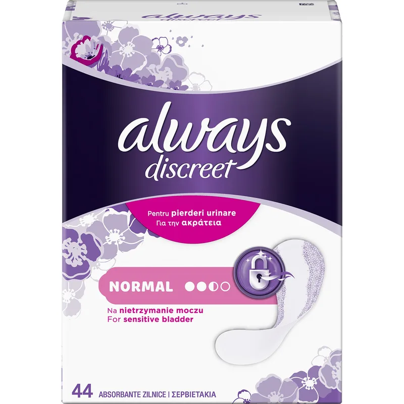 Always Discreet Normal for Sensitive Bladder Σερβιετάκια Κανονικού Μεγέθους για την Ακράτεια 44 Τεμάχια