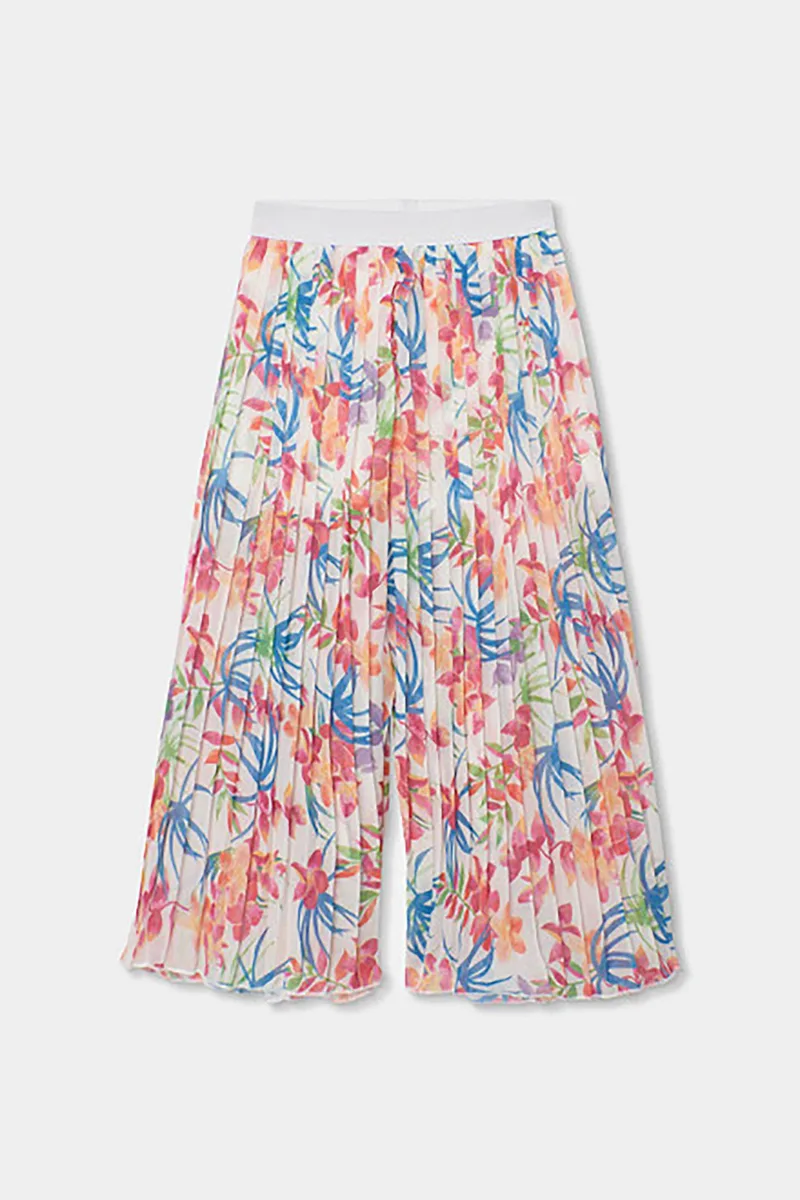 Boboli παιδικό παντελόνι με ελαστική μέση και floral print - 763040 Πολύχρωμο