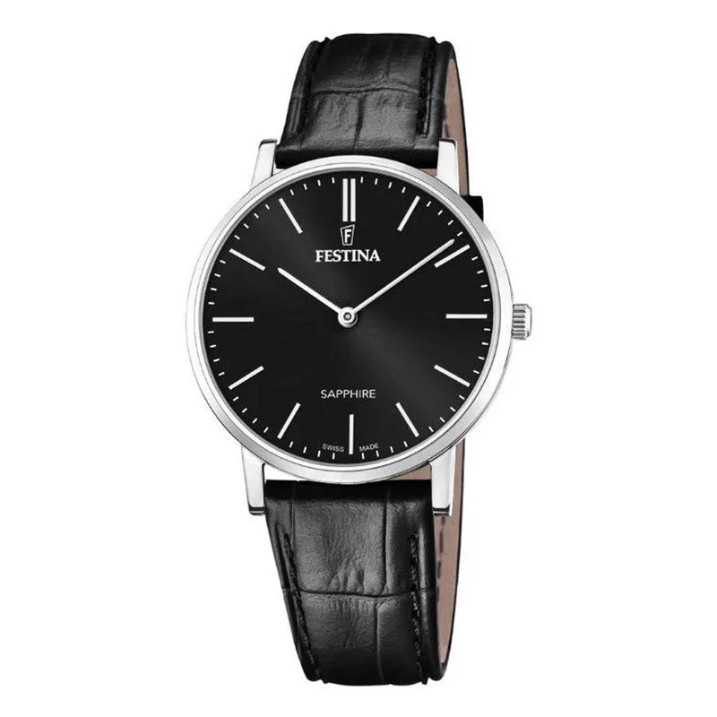 FESTINA Swiss Made Black Leather Strap F20012/4