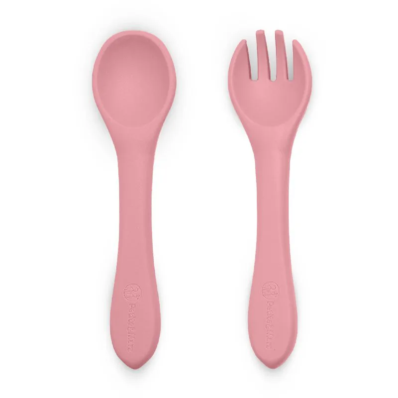 Petite&Mars Take&Match Silicone Cutlery μαχαιροπίρουνο Dusty Rose 6 m+ 2 τμχ