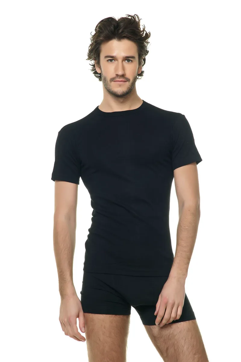 Φανέλα cotton λαιμόκοψη ΜΑΥΡΟ