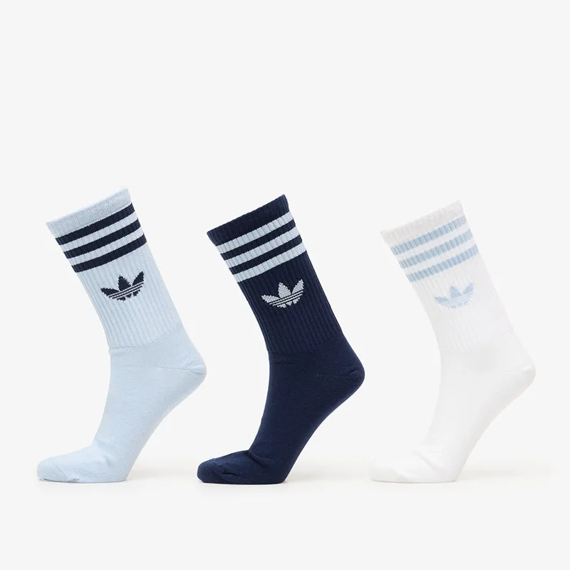 adidas 3-Stripes Crew Socks 3 Pairs Wonder Blue/ Night Indigo/ White S