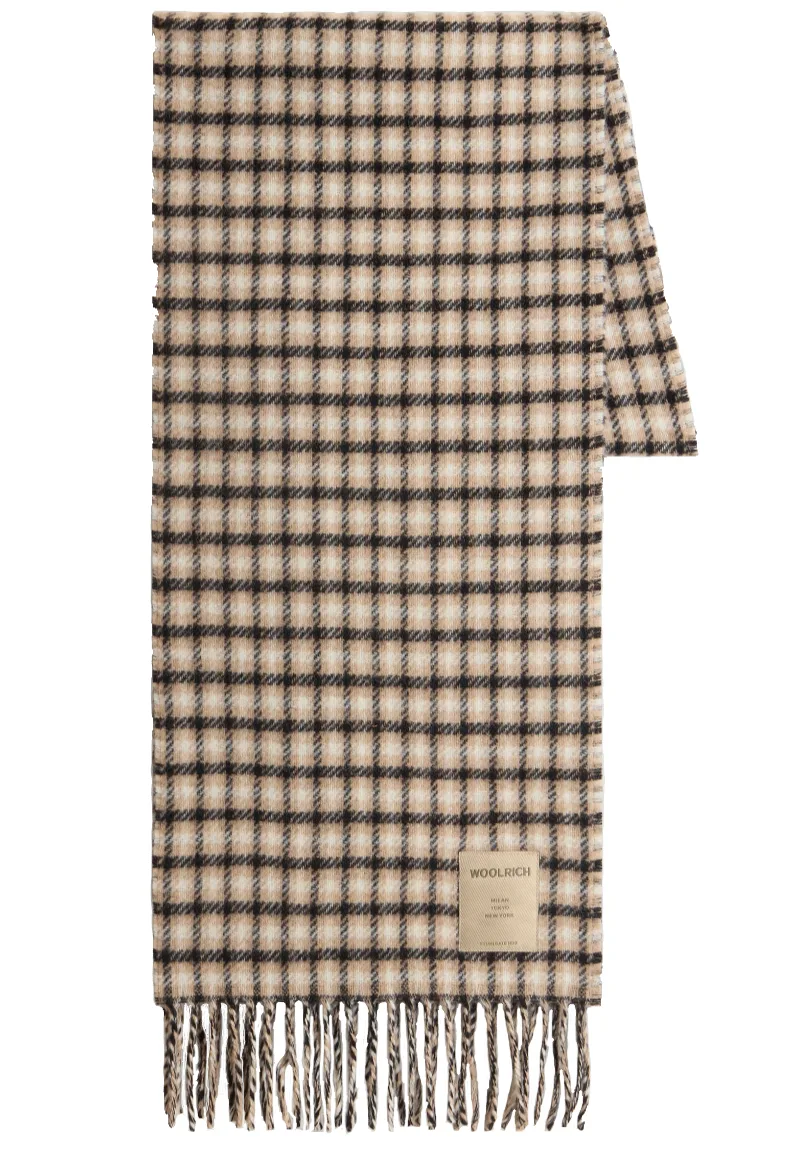 ΓΥΝΑΙΚΕΙΟ ΚΑΣΚΩΛ WOOL CHECK SCARF WOOLRICH ΜΠΕΖ