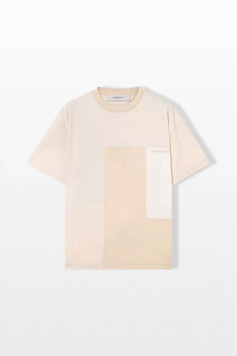 GOLDEN GOOSE Ανδρικό Λευκό Patchwork Effect T-Shirt
