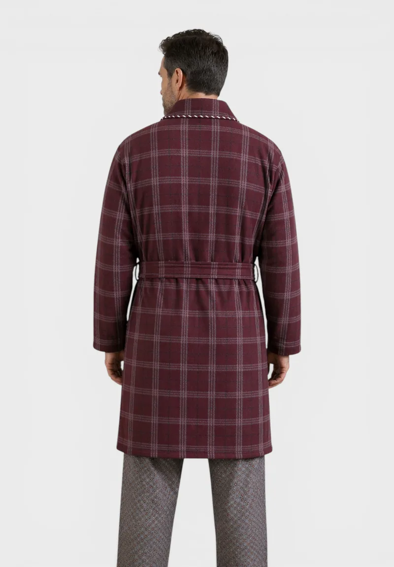 Ανδρική Ρόμπα Μπορντό Καρό Collection Fleece CL103-3-Μπορντώ