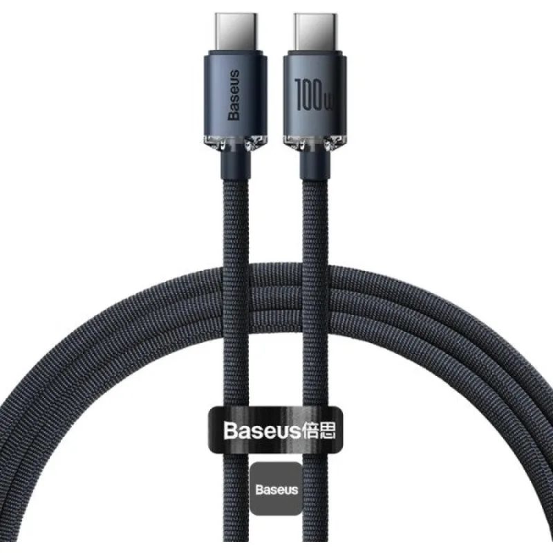 Καλώδιο Baseus Crystal Shine Series Φόρτισης και Μεταφοράς Δεδομένων Type-C σε Type-C 100W 120cm - Black (CAJY000601)