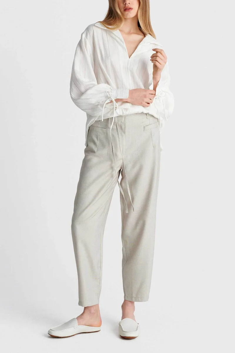 'ALE γυναικείο παντελόνι Relaxed Fit - 8923063 Εκρού