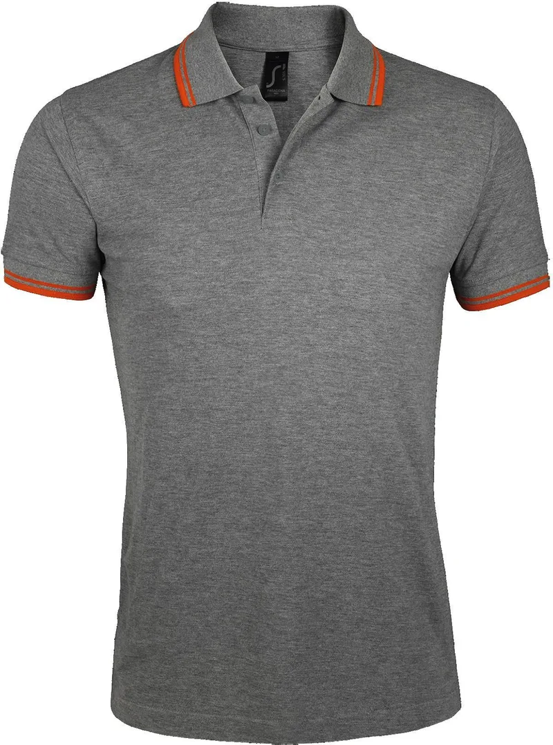 Ανδρικό πόλο πικέ Pasadena Men SOLS 00577 Grey Melange/Orange