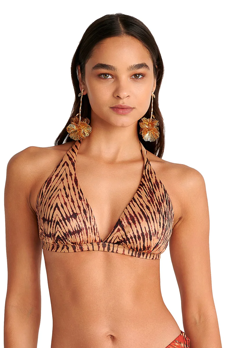 Blu4u γυναικείο μαγιό bikini top τριγωνάκι δετό από Lurex ύφασμα ''Red Fan''-25366214D-20