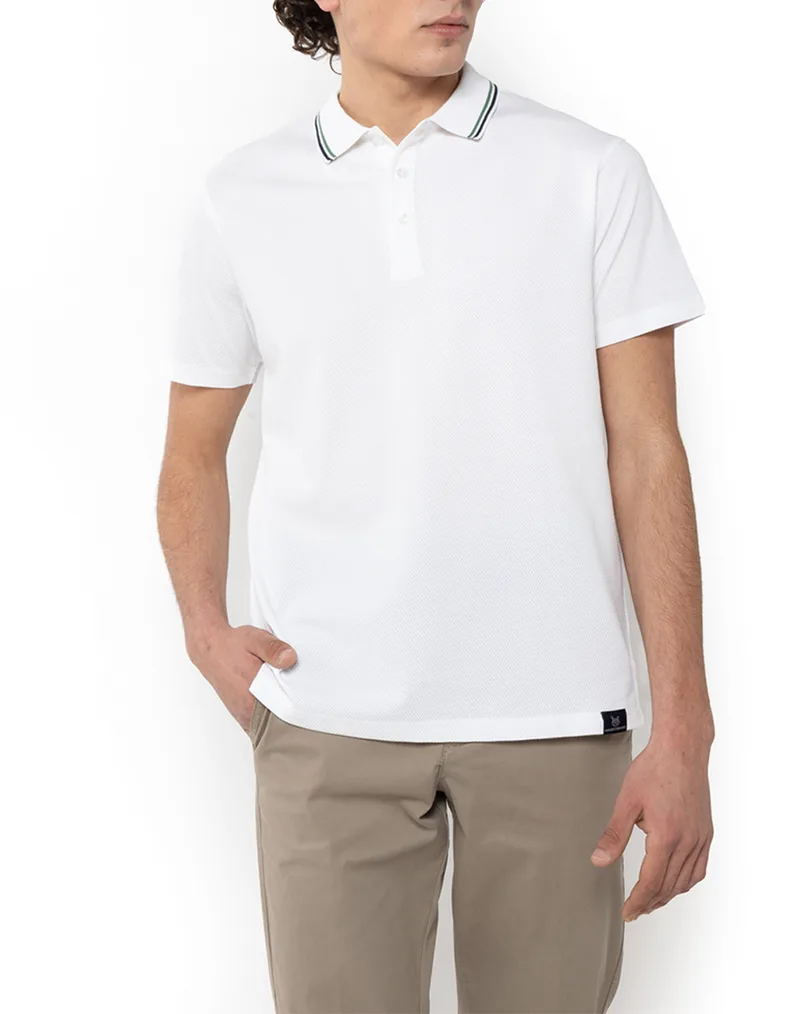 THE BOSTONIANS ΜΠΛΟΥΖΑ POLO PIQUE WAFFLE REGULAR FIT 3PS1305-WHITE White