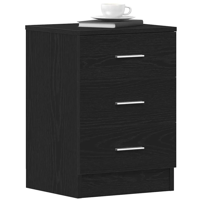 vidaXL Κομοδίνα 2 τεμ. Μαύρη Δρυς 38x35x55 εκ. από Τεχνητό Ξύλο