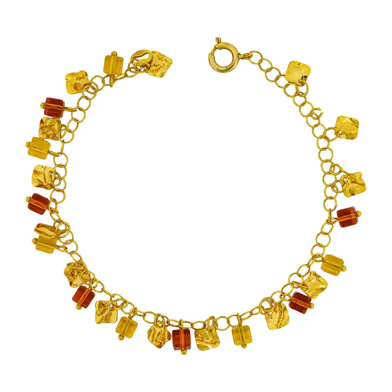 Βραχιόλι με Citrine και Smoke Quartz απο Kίτρινο Xρυσό 14 Kαρατίων VR1120