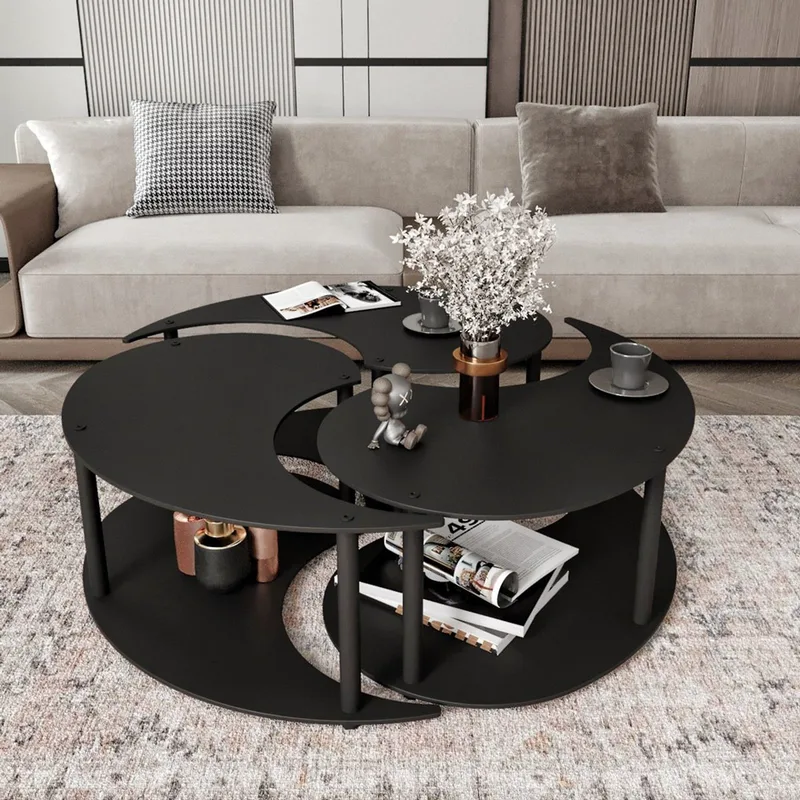 Σετ Τραπεζάκια Σαλονιού Yin Yang 3 70 - Black 282Ptr1520 Φ70