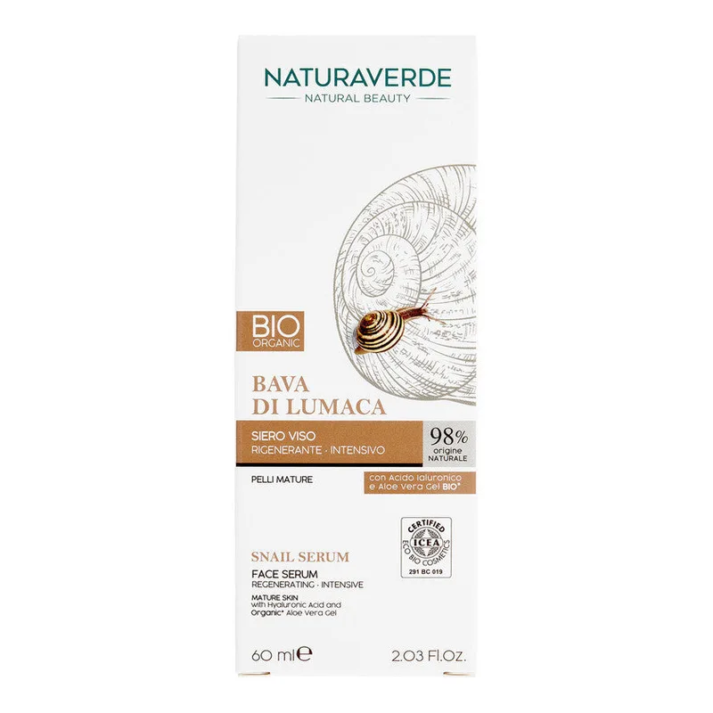 Naturaverde Natural Beauty Organic Snail Slime Regenerating Face Serum - Intensive 60 ml