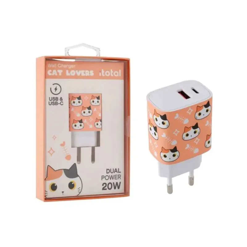 I-Total Φορτιστής Dual XL2737 Πορτοκαλί Cat 20W USB & USB-C