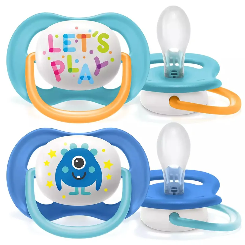 Avent Ultra Air Happy 6-18m SCF080/10 Ελαφριά Πιπίλα Σιλικόνης για Ανακούφιση & Άνεση 2 Τεμάχια - Μπλέ - Γαλάζιο