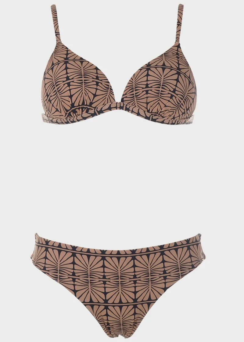 Σετ bikini push up με σχέδια. Καλύπτει B Cup SAND