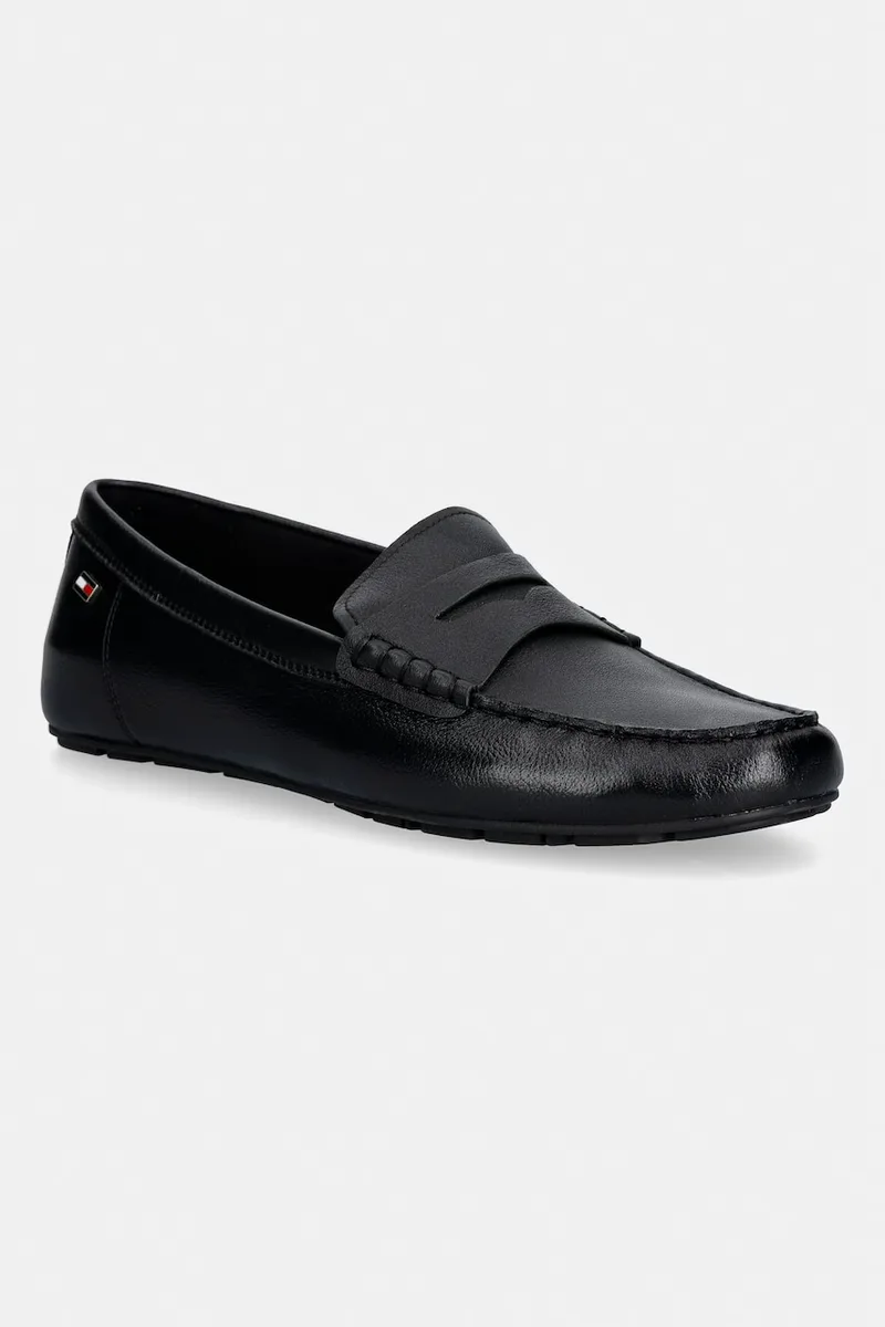 Tommy Hilfiger μοκασίνια γυναικεία δερμάτινα FLAG LEATHER DRIVER LOAFER