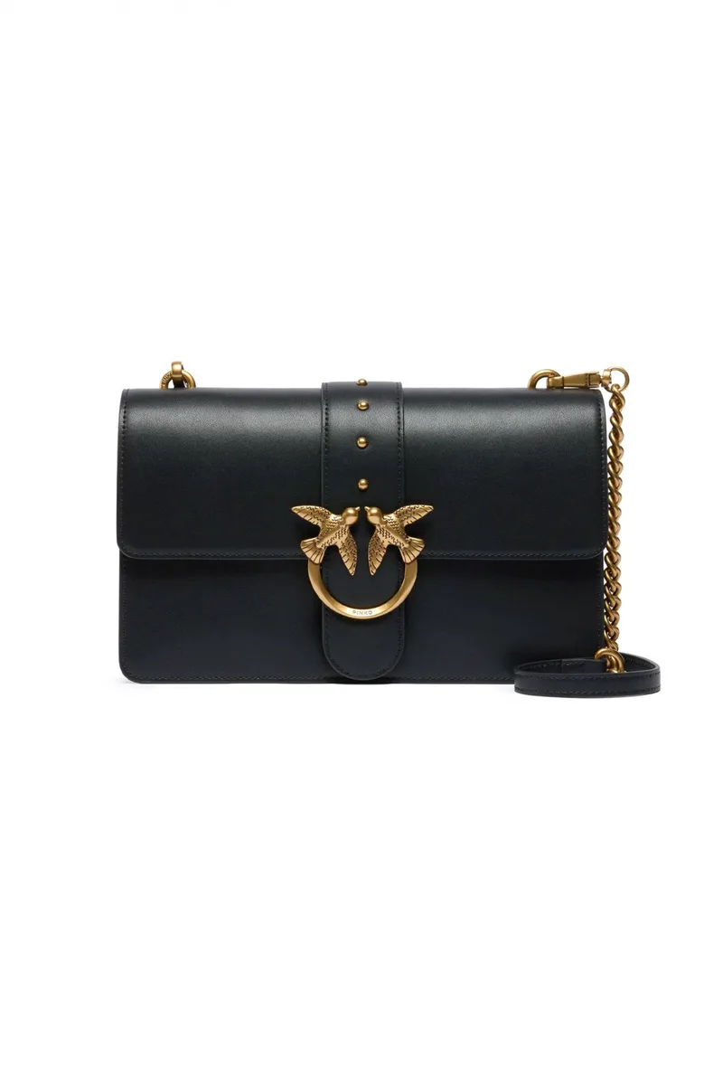 PINKO ΤΣΑΝΤΑ LOVE ONE CLASSIC ST.CL VITELLO SETTA ΜΑΥΡΗ