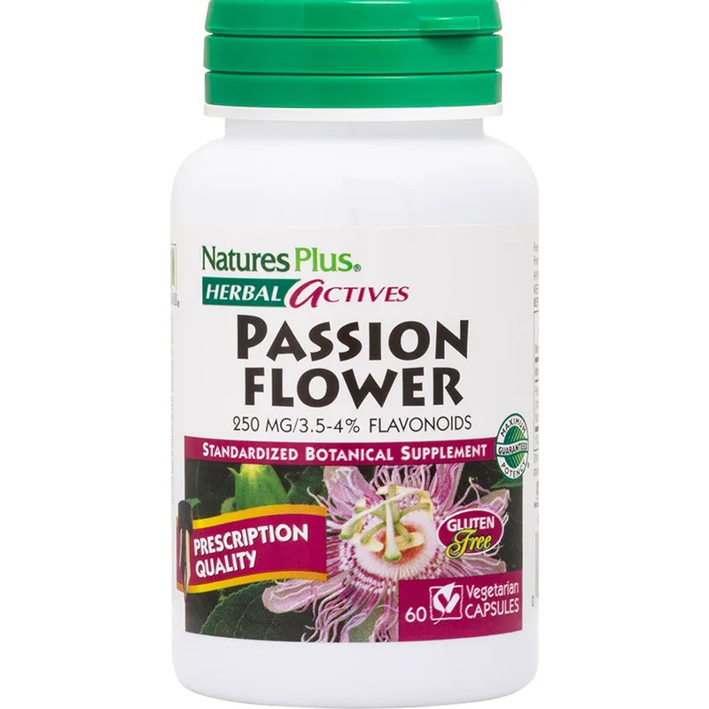 Natures Plus Passion Flower 250mg Συμπλήρωμα Διατροφής Εκχυλίσματος του Βοτάνου Πασιφλόρα για Καταπολέμηση του Άγχους, Στρες & Αϋπνίας με Χαλαρωτικές Ιδιότητες 60caps
