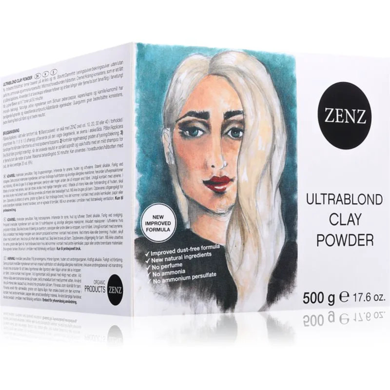ZENZ Organic Ultrablond Clay Powder ξανοιχτική πούδρα λεύκανσης χωρίς αμμωνία 500 γρ