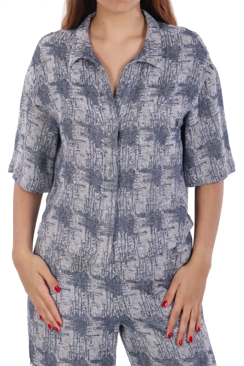 EMPORIO ARMANI ΠΟΥΚΑΜΙΣΟ CROP ΛΙΝΟ ΓΚΡΙ-ΡΑΦ