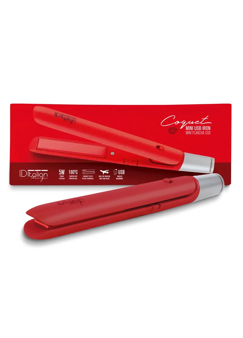 PostQuam & More Professional - MINI HAIR STRAIGHTENER USB COQUET RED ITALIAN DESIGN