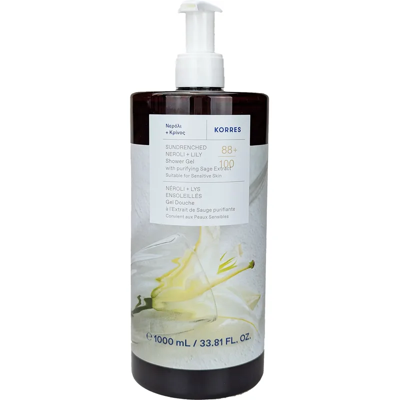 Korres With Purifying Sage Extract Neroli & Lily Shower Gel Ενυδατικό, Αναζωογονητικό Αφρόλουτρο με Δροσιστικό Άρωμα από Νερολί & Κρίνο 1L