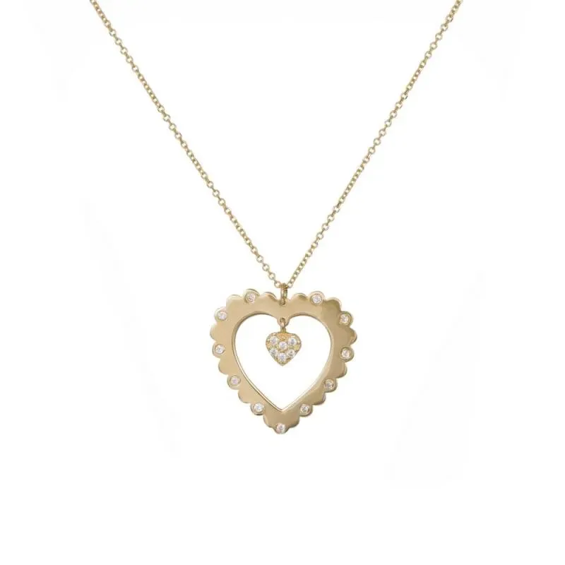 Γυναικείο χρυσό κολιέ Κ14 double hearts 041463 041463 Χρυσός 14 Καράτια