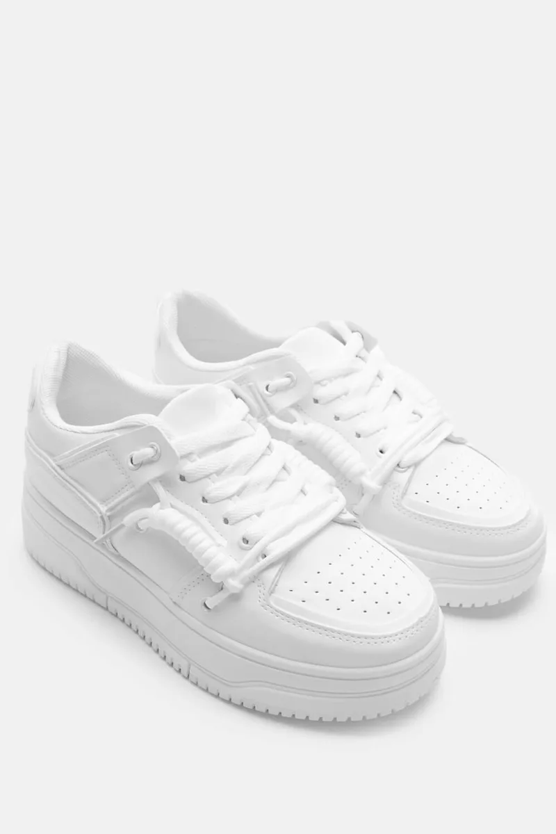 Sneakers με Διπλά Κορδόνια - Λευκό