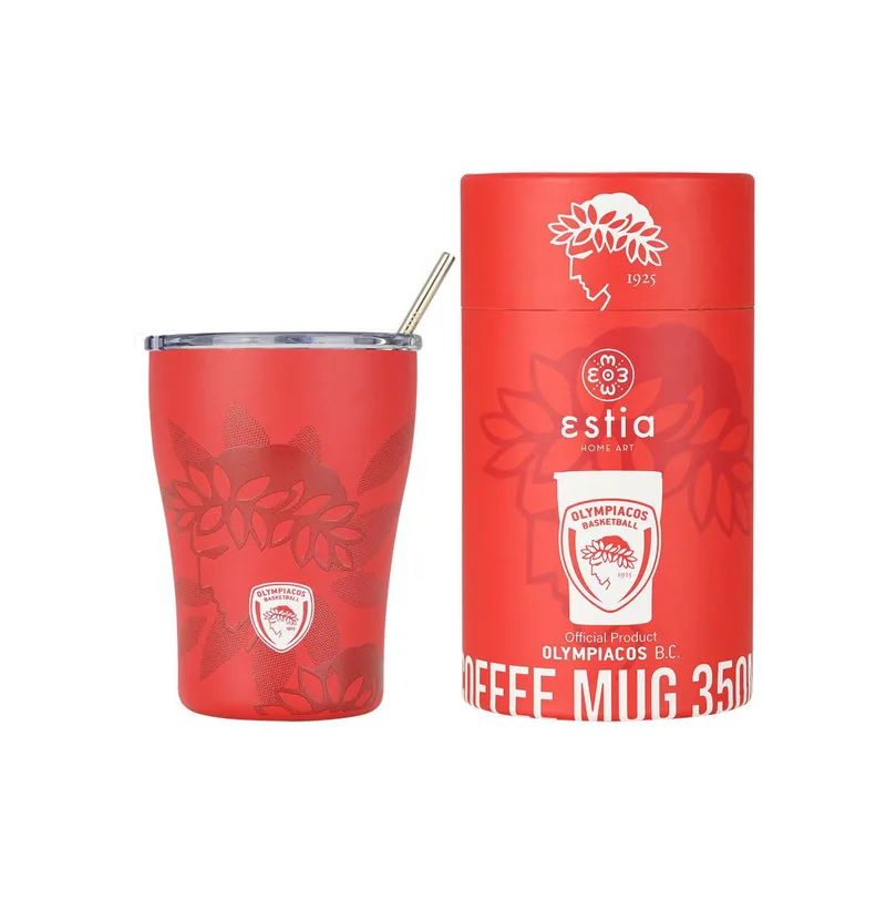 Κούπα θερμός με καλαμάκι 350ml Estia - Olympiacos Basketball Edition